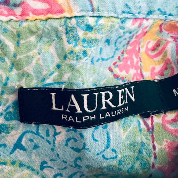 Ralph Lauren Paisley Pajama PJ Set Embroidered Logo Turquoise Blue Cotton Medium - Picture 9 of 12